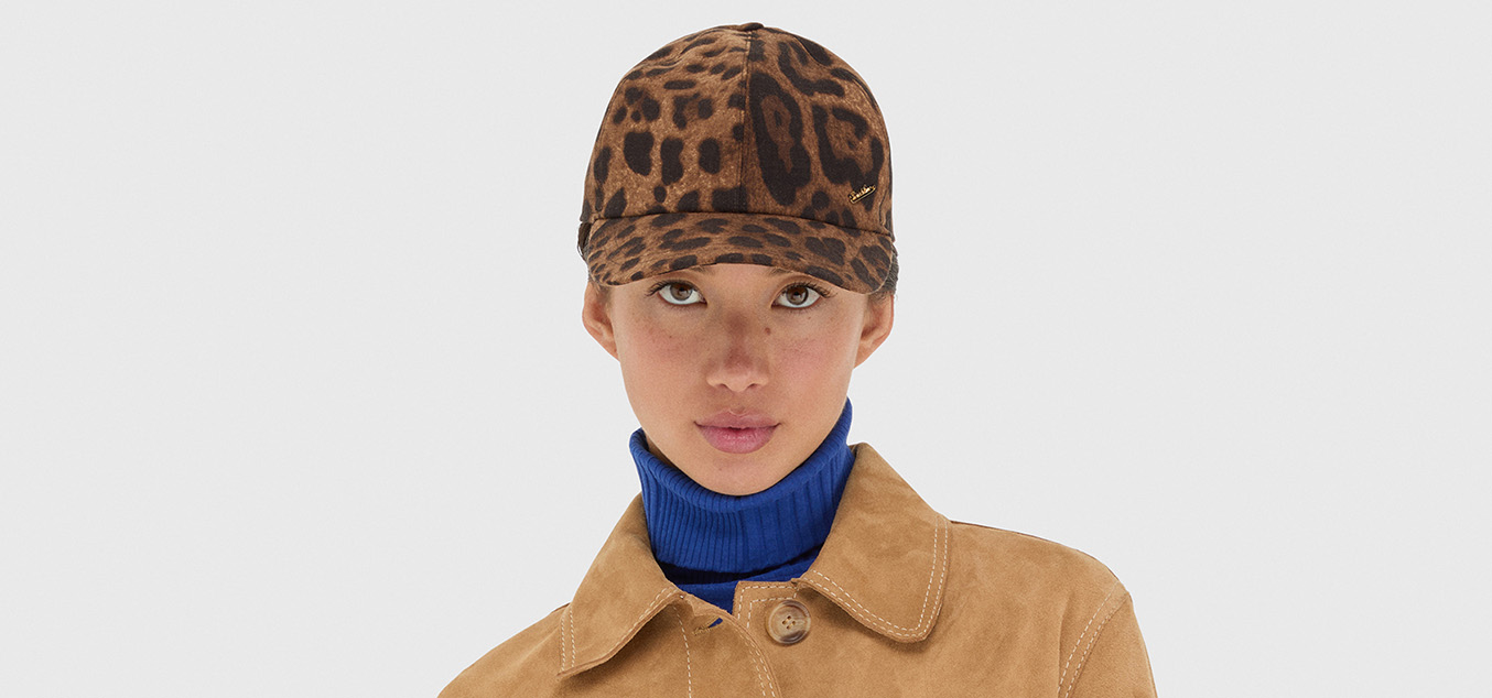 Borsalino Womens leopard fur logo cashmere wool beanie baseball hat NWT Hiker Baseball Cap in Wool Leopard Print - Unisex  main image 2